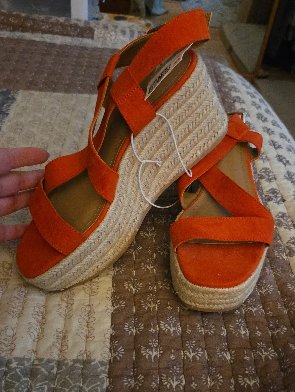 H&M Women’s Orange Suede Crisscross Espadrille Sandals
